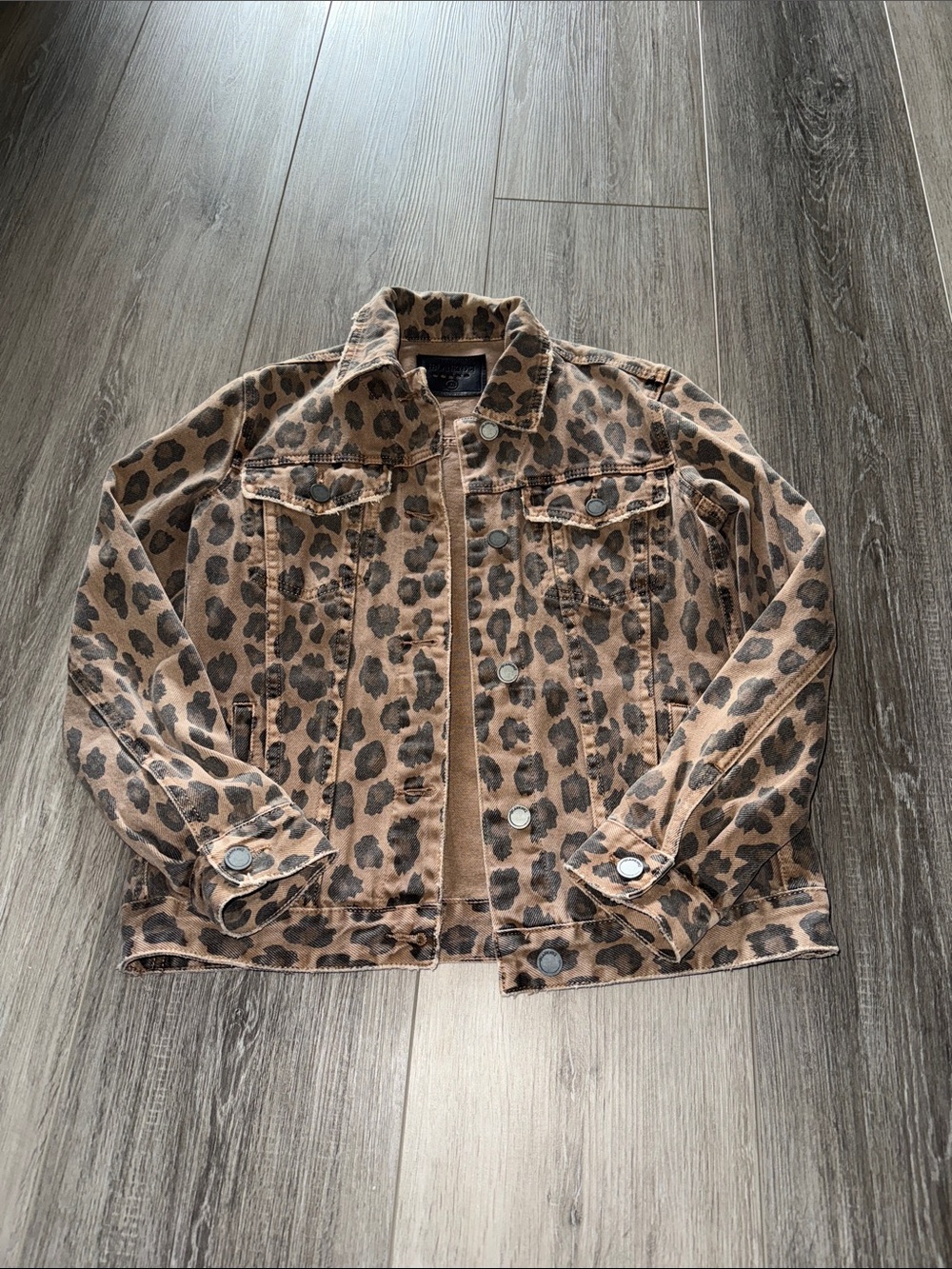 Blank NYC Leopard Print Jean Jacket in Brown and Black
